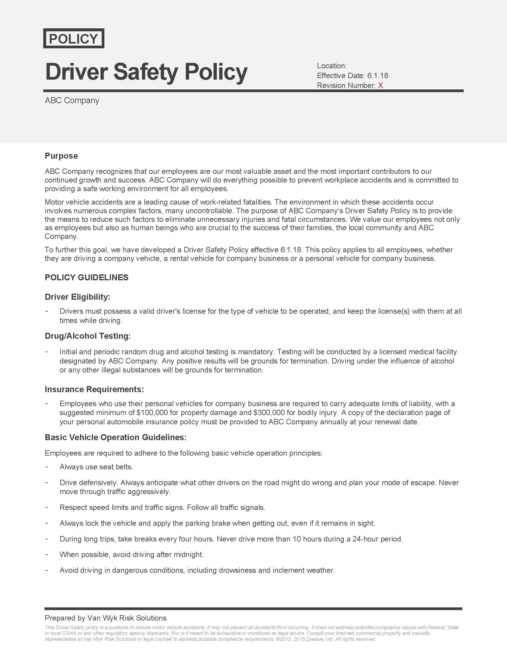 Trucking Policy And Procedures Template